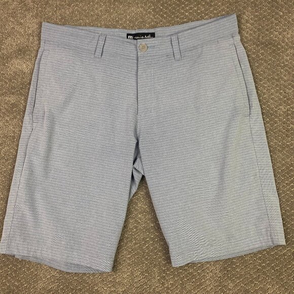 Travis Mathew Beck Shorts Men's 37 Blue Stripe Stretch Performance golf - Picture 1 of 14